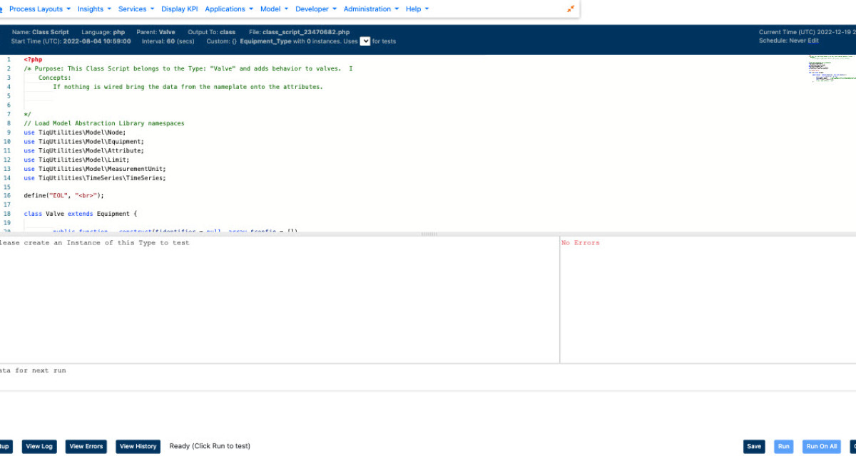 A powerful, flexible script engine, integrated with the Model, capable of running several types of scripting languages with an integrated scheduling engine.